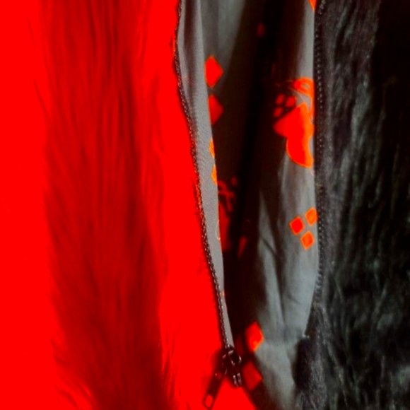 HARLEY QUINN *CUSTOM* Oversized Faux Fur Cosplay Rave Hoodie Jacket - Picture 5 of 7